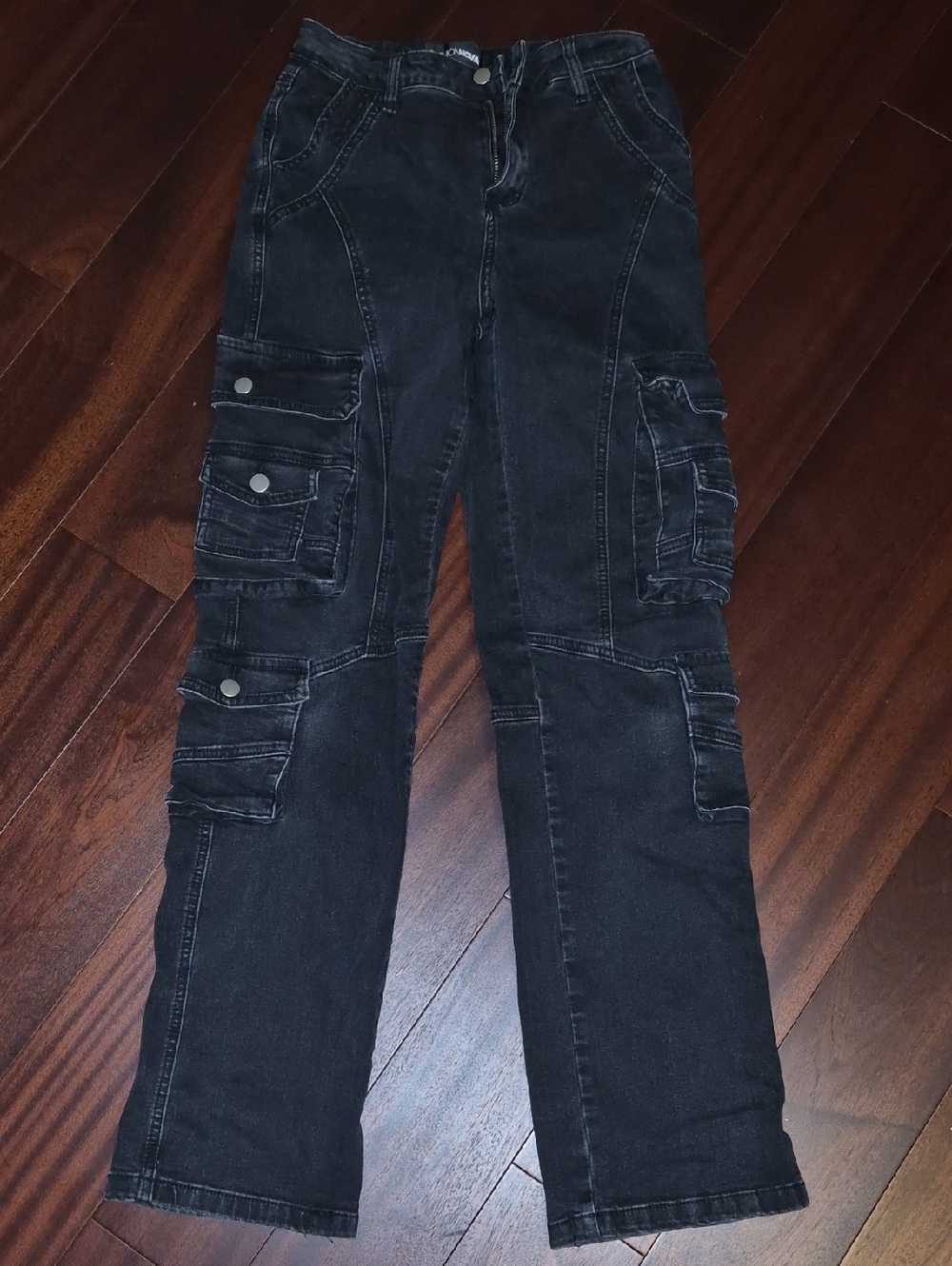Fashion Nova Black Straight Leg Cargo Jeans